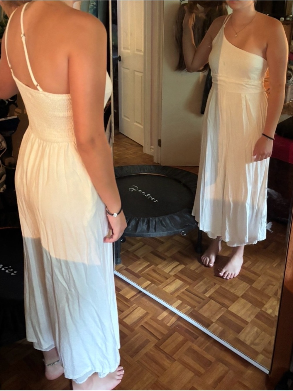 One-Shoulder White Maxi Jumpsuit